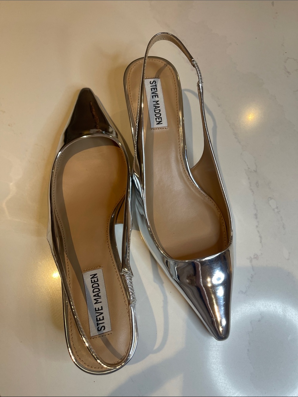 Steve Madden Silver Pointed Slingback Flats - Picture 5 of 8